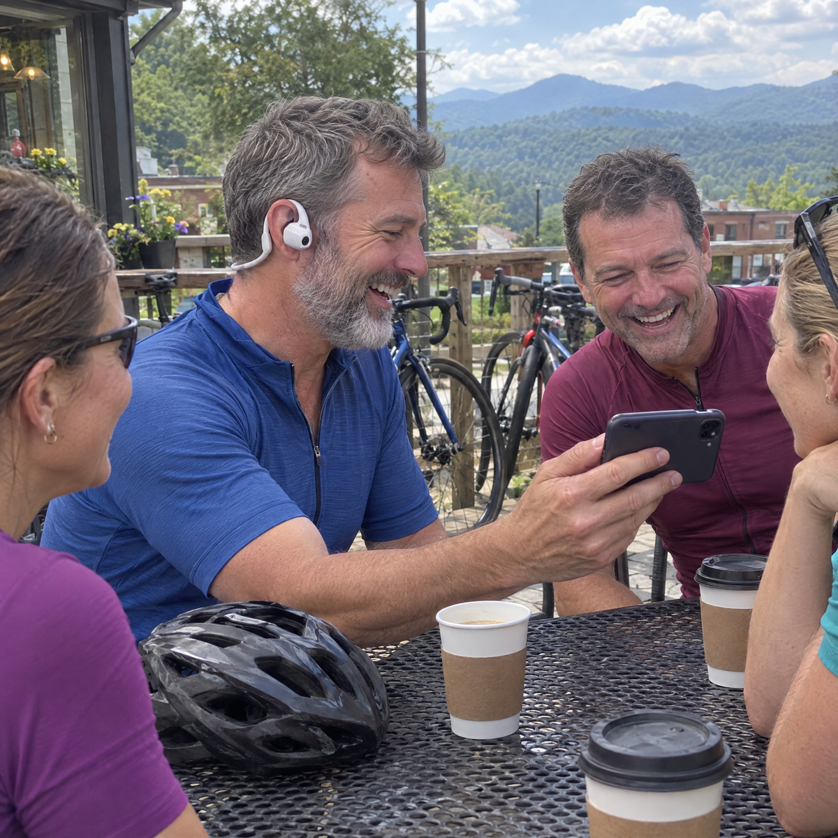 t1 cyclists coffee stop